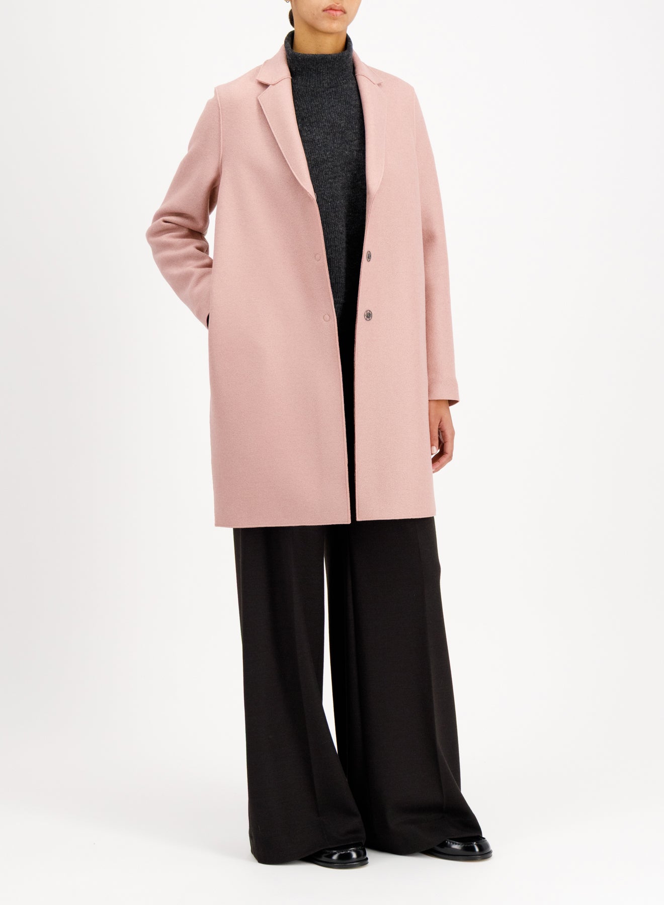 Cocoon coat in pressed wool