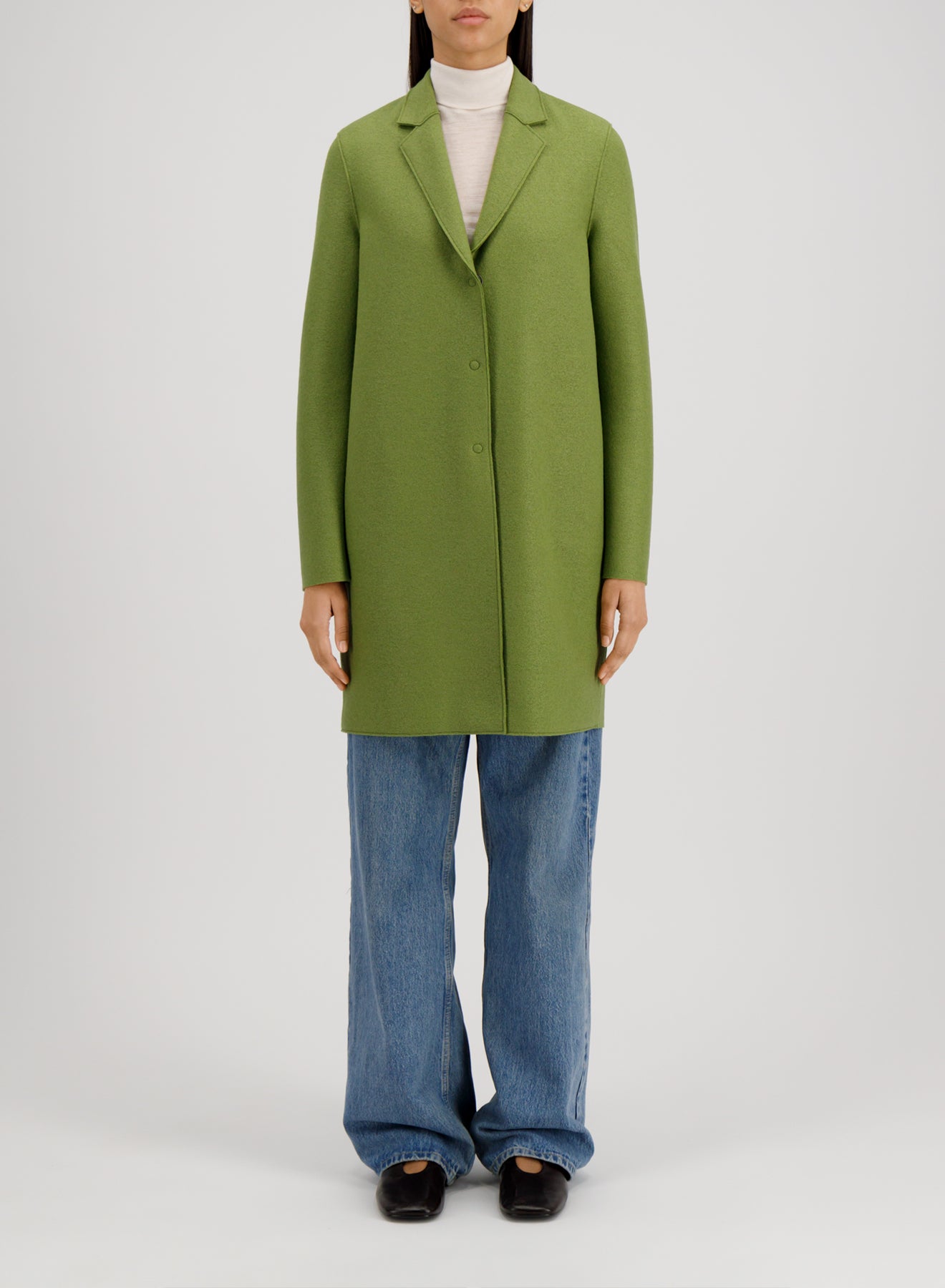 Cocoon coat pressed wool