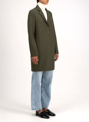 Cocoon coat in pressed wool