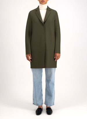 Cocoon coat in pressed wool