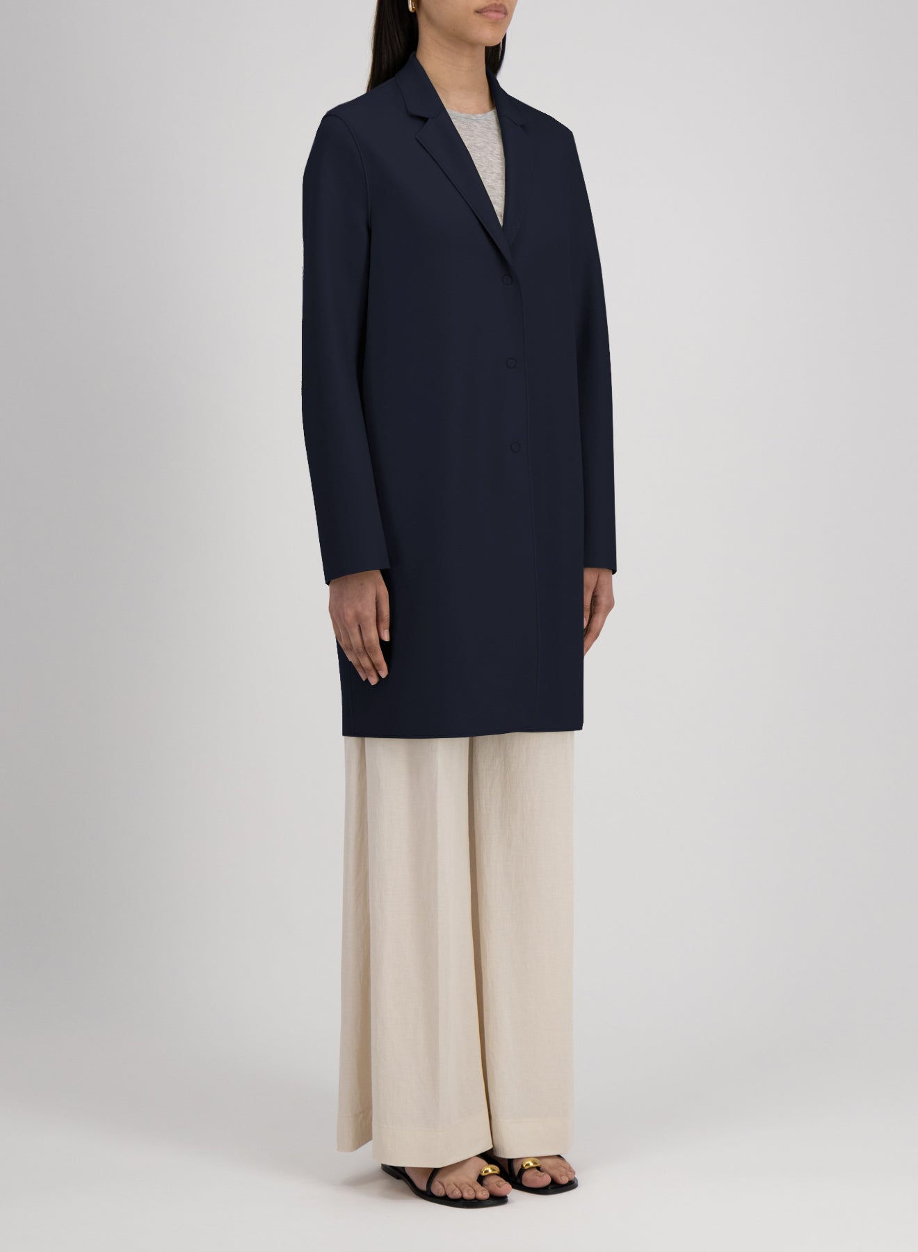 Cocoon coat in light pressed wool