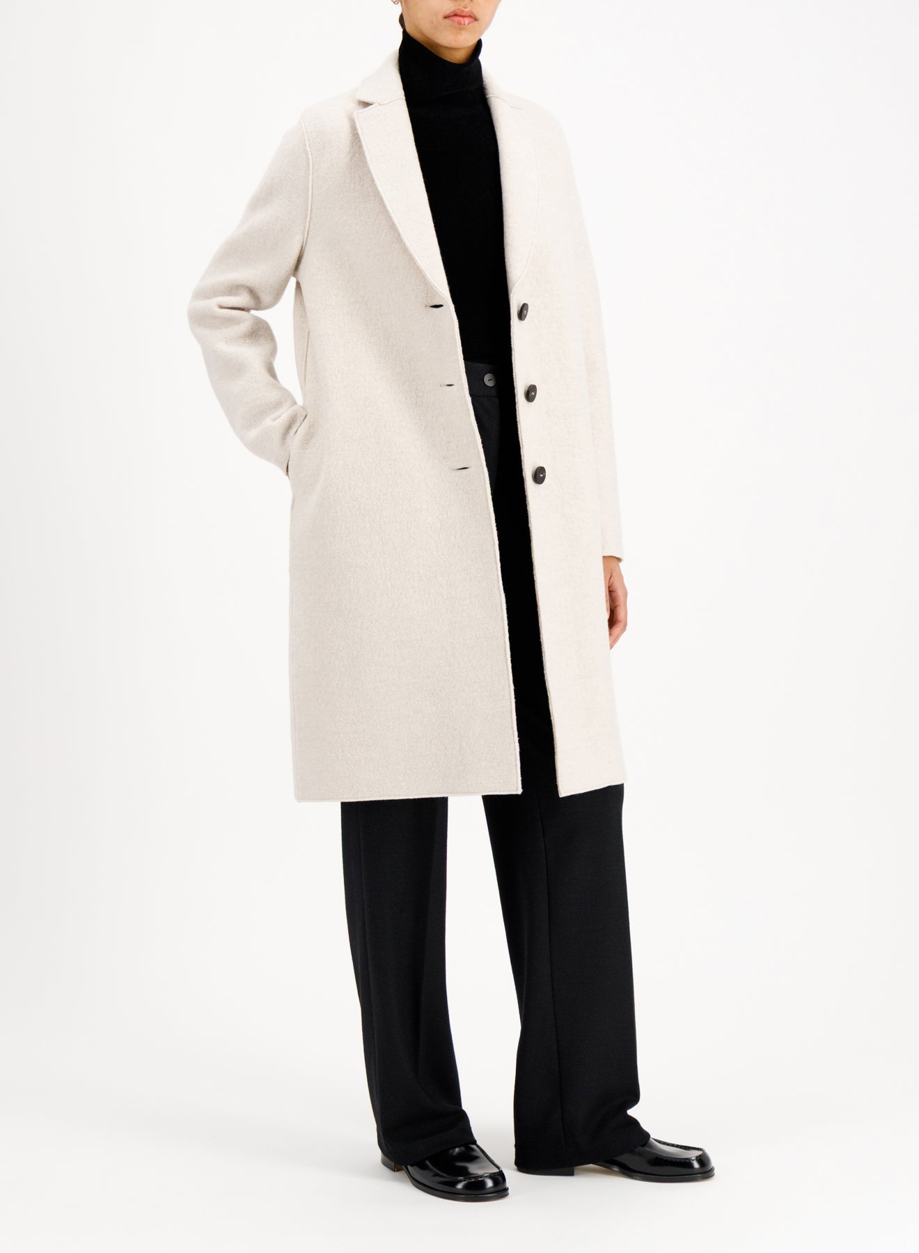 Overcoat in boiled wool