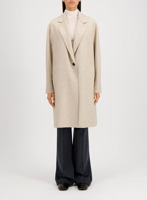 Oversized coat flannel in cashmere crafted with Loro Piana fabric