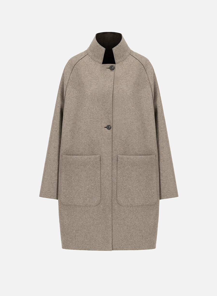 reversible raglan cape double crafted with Loro Piana fabric