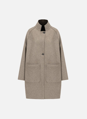 Reversible raglan cape double crafted with Loro Piana fabric