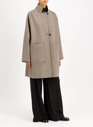 Reversible raglan cape double crafted with Loro Piana fabric