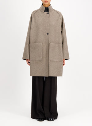 Reversible raglan cape double crafted with Loro Piana fabric