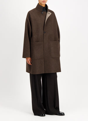 Reversible raglan cape double crafted with Loro Piana fabric