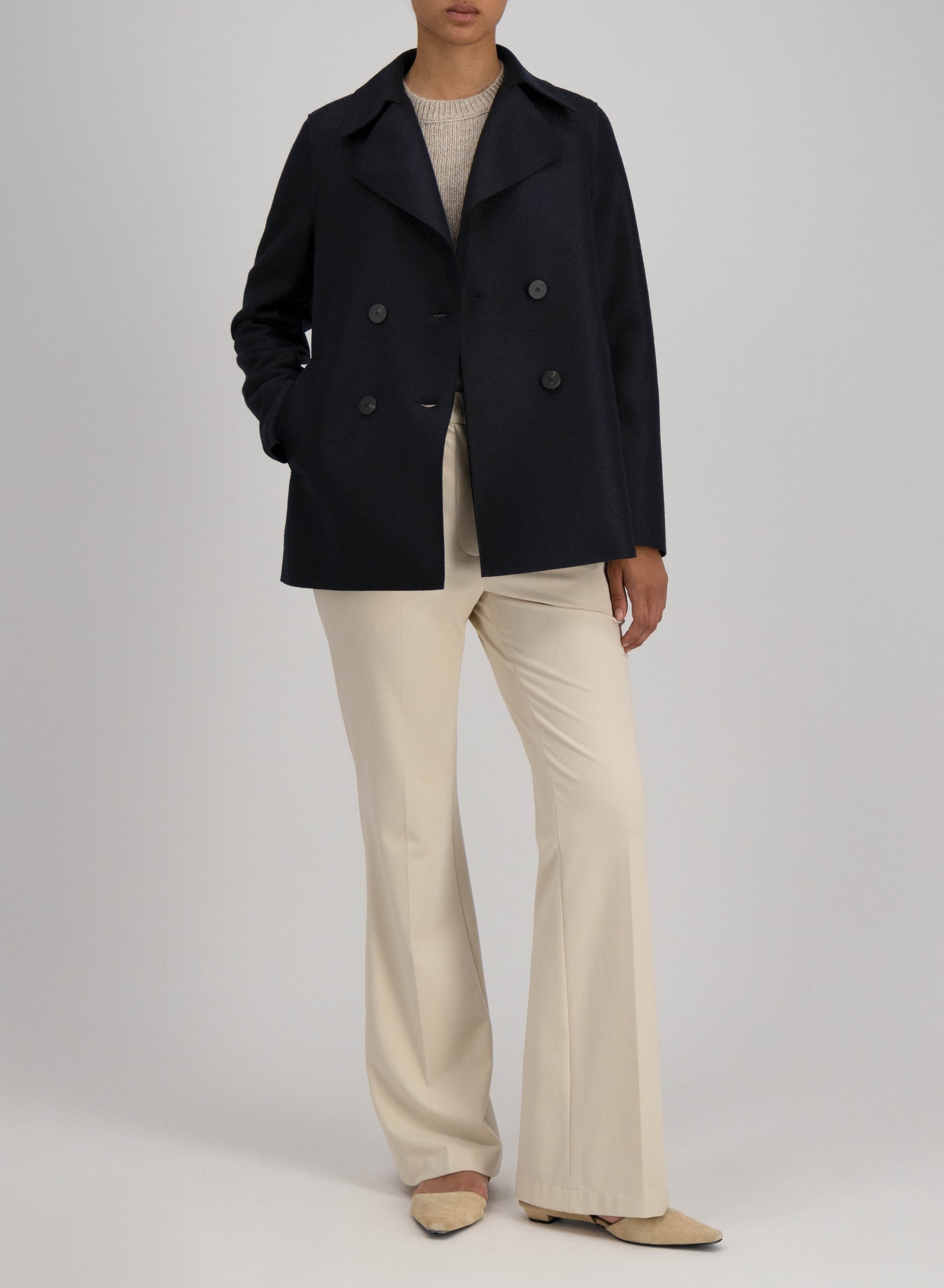 Peacoat in pressed wool