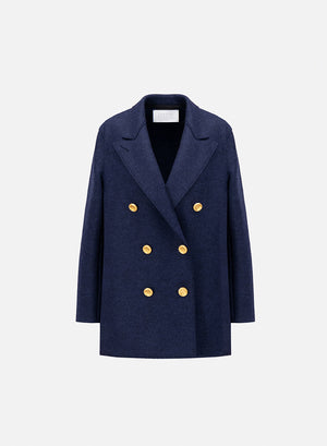 Slouchy peacoat in pressed wool