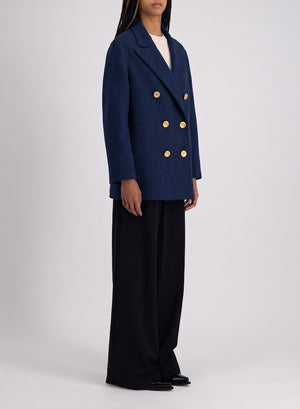 Slouchy peacoat in pressed wool