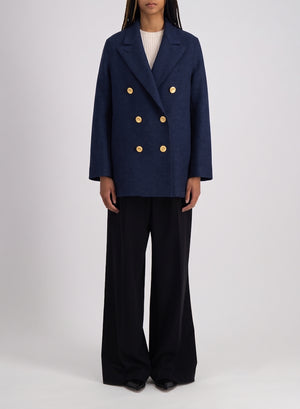 Slouchy peacoat in pressed wool