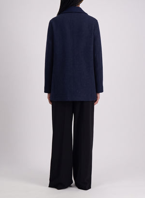 Slouchy peacoat in pressed wool