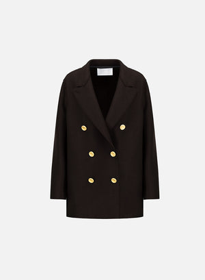 Slouchy peacoat in pressed wool
