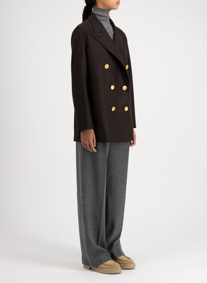 Slouchy peacoat in pressed wool
