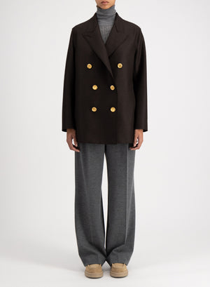Slouchy peacoat in pressed wool