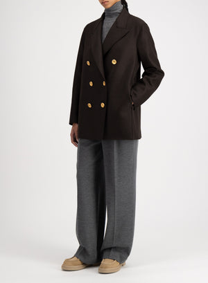 Slouchy peacoat in pressed wool