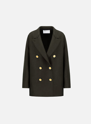 Slouchy peacoat in pressed wool