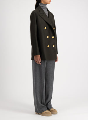Slouchy peacoat in pressed wool
