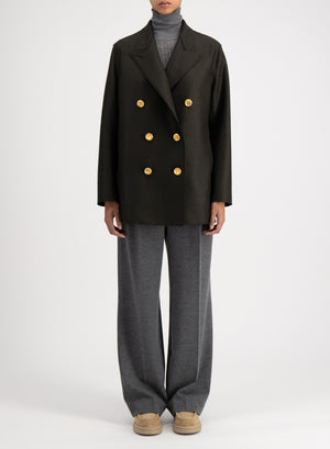 Slouchy peacoat in pressed wool