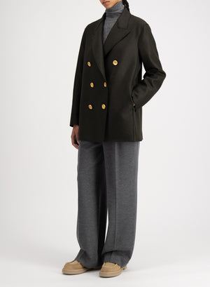 Slouchy peacoat in pressed wool