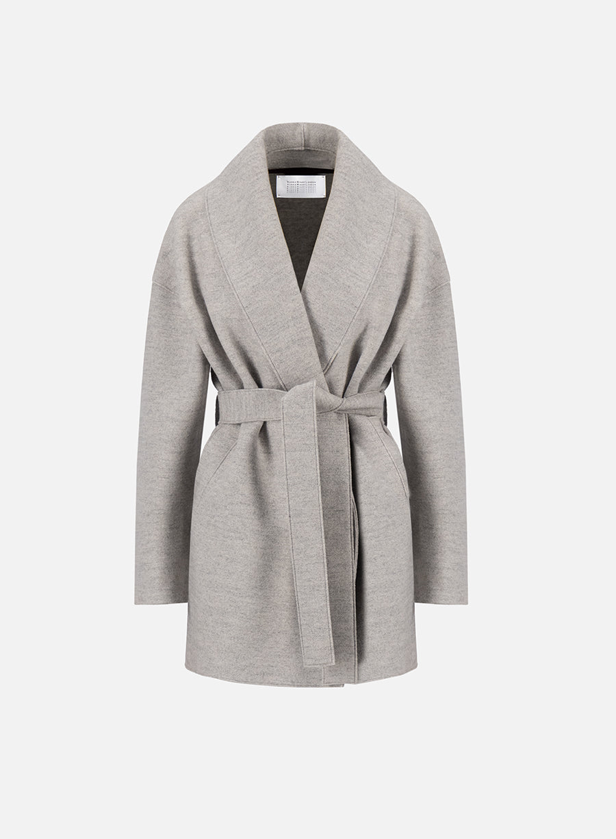 Shawl belted jacket pressed wool