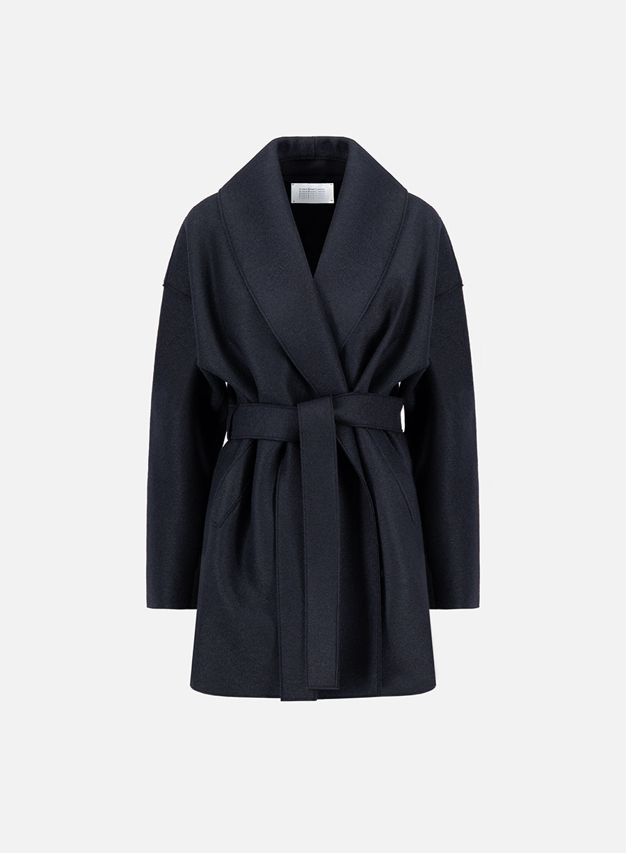 Shawl belted jacket pressed wool