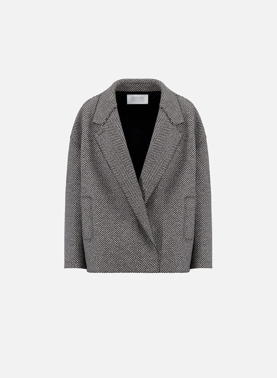 Oversized boxy jacket patterned cashmere blend