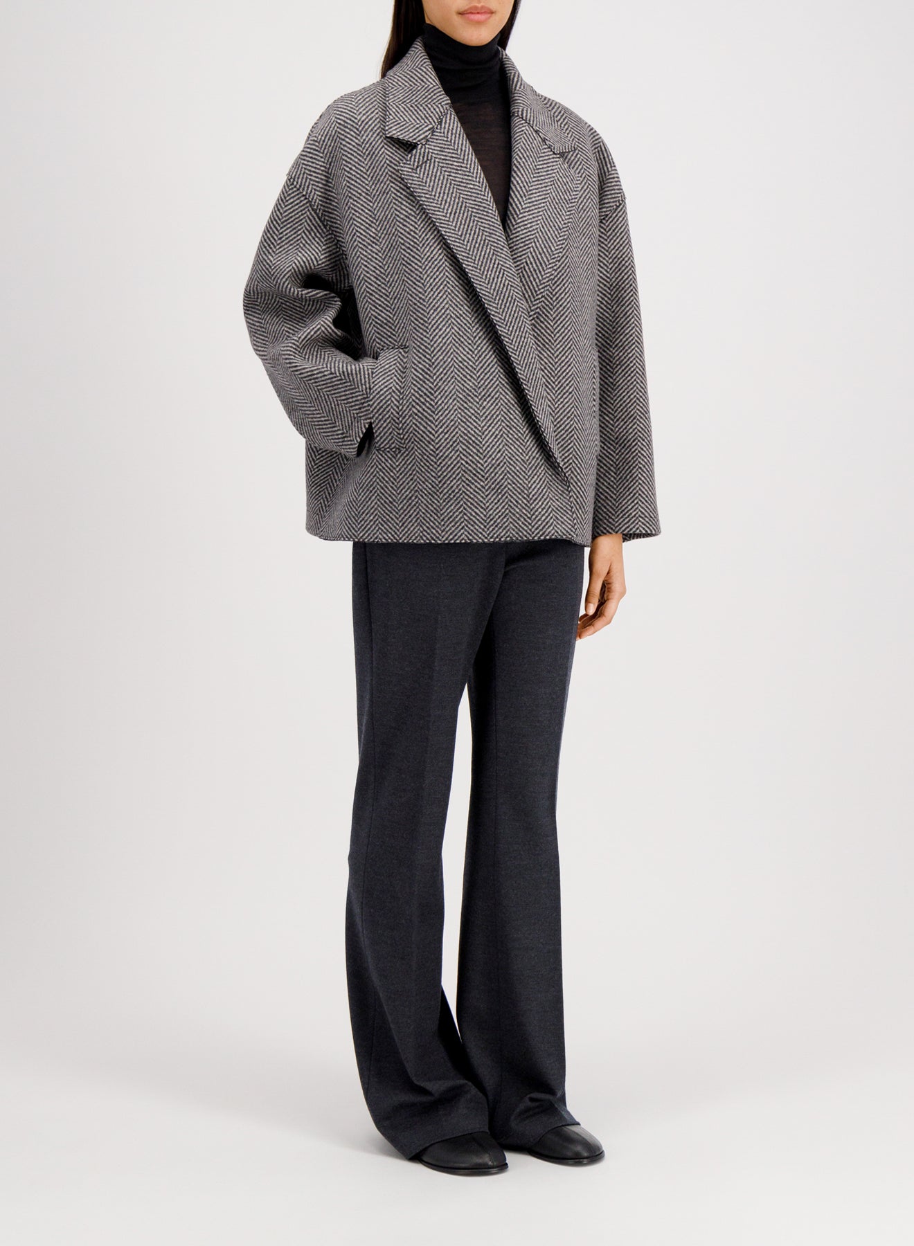 Oversized boxy jacket patterned cashmere blend