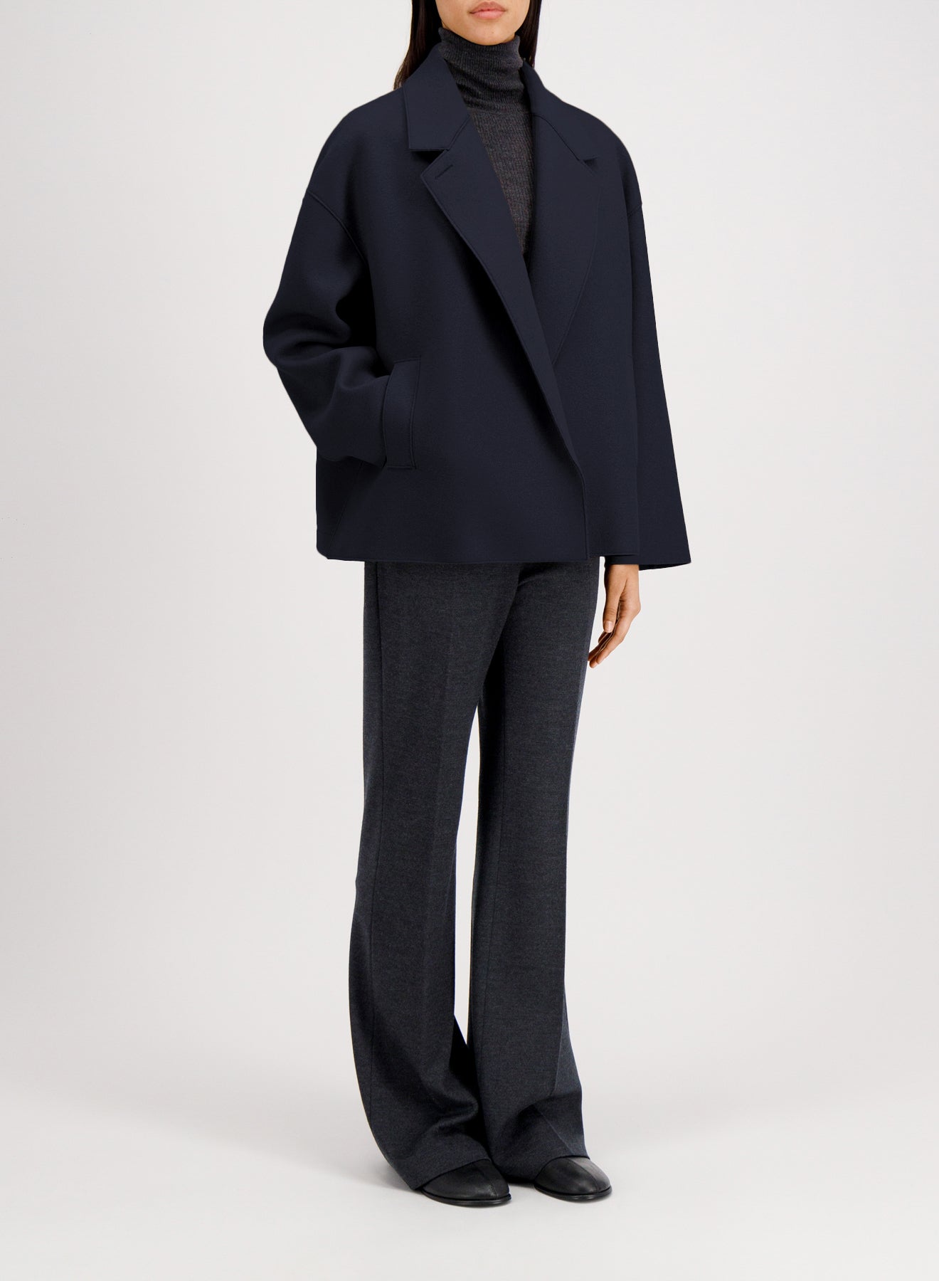 Oversized boxy jacket pressed wool