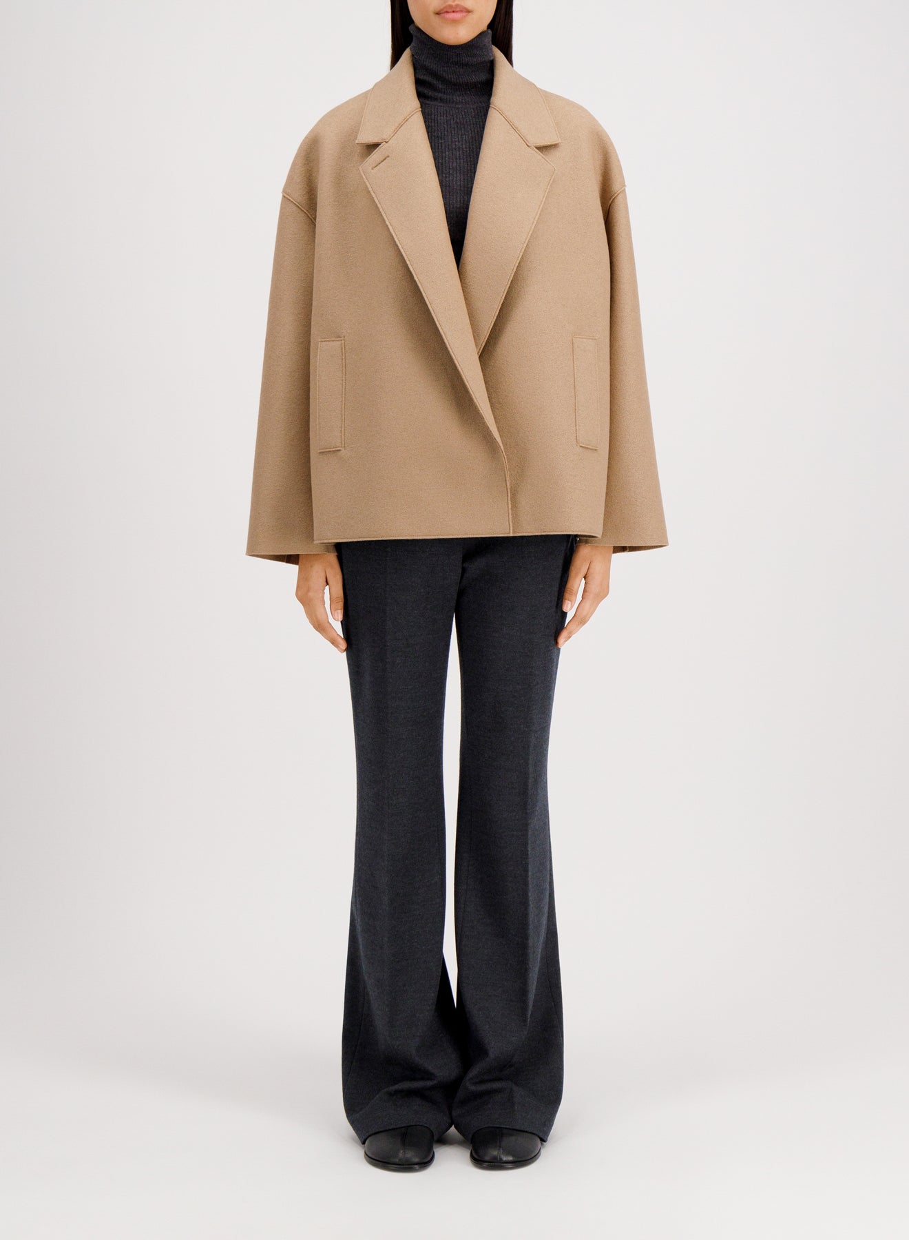 Oversized boxy jacket pressed wool