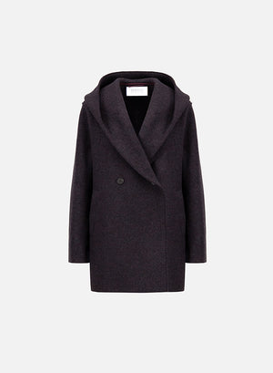 Hooded jacket in boiled wool