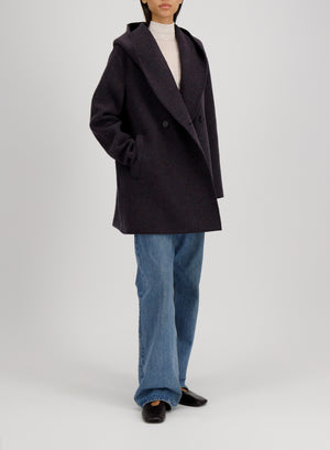 Hooded jacket in boiled wool