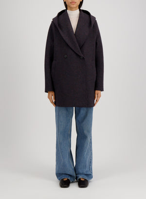 Hooded jacket in boiled wool
