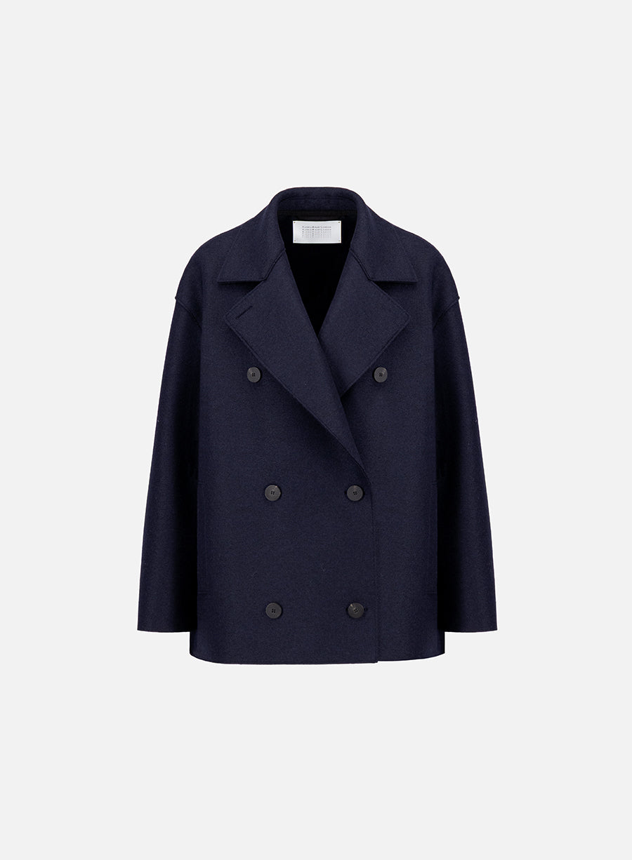 Oversized peacoat in pressed wool