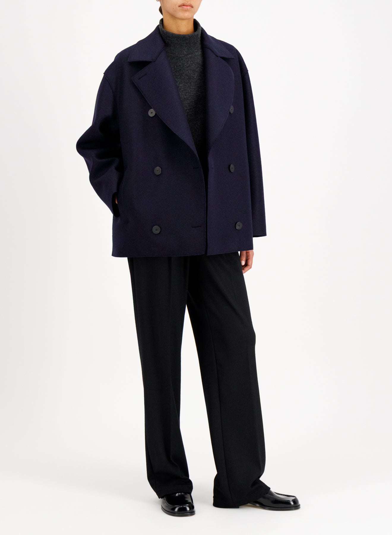 Oversized peacoat in pressed wool