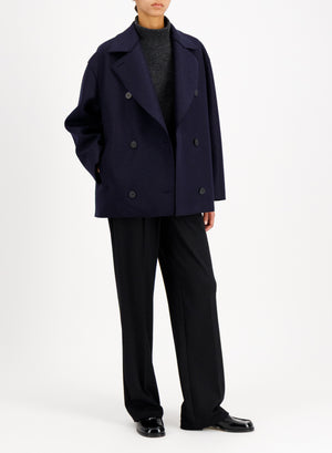 Oversized peacoat in pressed wool