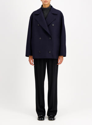 Oversized peacoat in pressed wool