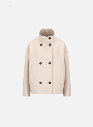 Cropped funnel jacket in pressed wool