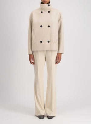 Cropped funnel jacket in pressed wool