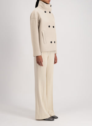 Cropped funnel jacket in pressed wool