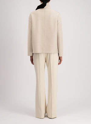 Cropped funnel jacket in pressed wool