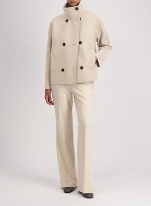 Cropped funnel jacket in pressed wool