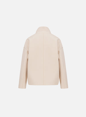 Cropped funnel jacket in pressed wool