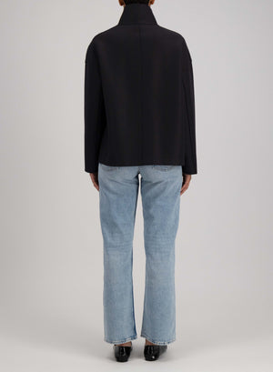 Cropped funnel jacket in pressed wool