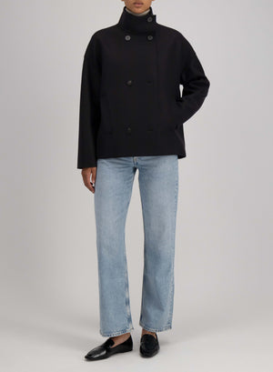 Cropped funnel jacket in pressed wool