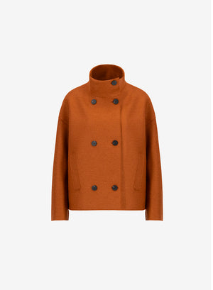 Cropped funnel jacket pressed wool
