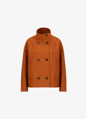 Cropped funnel jacket in pressed wool