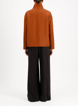 Cropped funnel jacket in pressed wool