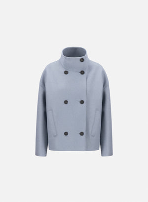 Cropped funnel jacket in pressed wool